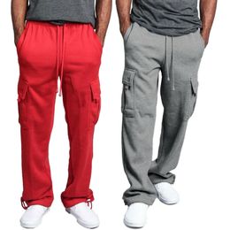 2020 Fashion Casual Men's Pants New Jogger Heavy Weight Fleece Cargo Pocket Black Red Sweatpants