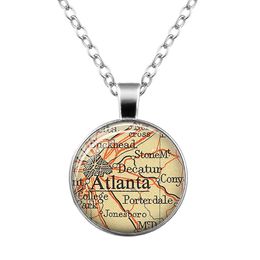 -Neue Globus Kuppel Halskette Erde Weltkarte Anhänger Glaskette Schmuck Atlanta Karte Handgemachte Halskette