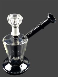 Black Glass Water Pipes Dab Rigs Mini 5.9Inch Bong Hookah with Bowl for Smoking Accessories
