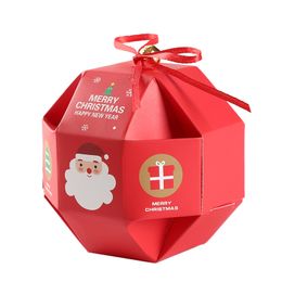 gift box decor NZ - 60 pcs lot Christmas Eve Apple Packing Box Christmas Gift Box Creative Round Candy Bag Decor New Year Wrapping Box Party Favor