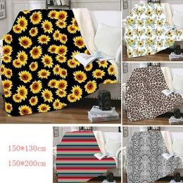Sherpa Blankets Sunflower Floral Swaddling Striled Leopard 3D Printed Kids Winter Plush Shawl Couch Sofa Throw Fleece Wrap 150*130cm K95