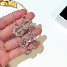 Wholesale-r glittering ! ins trendy fashion designer luxury diamond zircon multi circles stud dangle chandelier earrings for woman girls