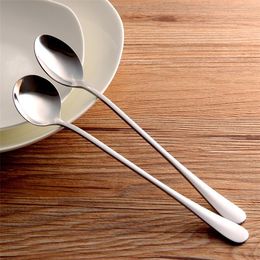 Stainless Steel Long Handle Spoon Coffee Latte Ice Cream Soda Sundae Cocktail Scoop kitchen home coffee spoons T1I1773