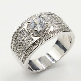 white sapphire band UK - Size 5-10 Shinning Luxury Jewelry 925 Sterlling Silver Marriage ring Pave White Sapphire CZ Diamond Eternity Women Wedding Band Ring Gift
