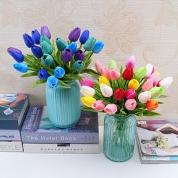 2020 new single PU mini tulip imitation flower wholesale feel artificial wedding home decoration fake flower 12 Colours