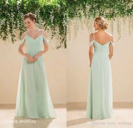 2019 Mint Green Bridesmaid Dress New Simple Chiffon Floor Length Long Country Bridal Party Dress Plus Size vestiti cerimonia damigella