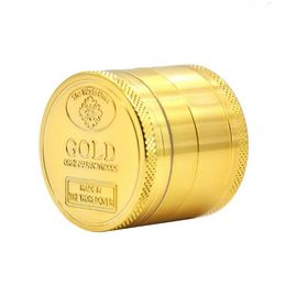 40*35mm Metal grinder with 4 layers of gold coin pattern smoking accessory Manual