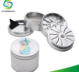 New Four-Layer Aluminium Smoke Grinder Metal Grinder Fan-bladed Gear Pineapple Design