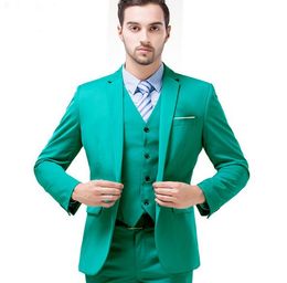 Popular One Button Groomsmen Notch Lapel Groom Tuxedos Men Suits Wedding/Prom Best Man Blazer ( Jacket+Pants+Vest+Tie) 554