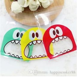 New 100PCS Cute Cartoon Monster Cookie&Candy Self-Adhesive Plastic Bags For Biscuits Snack Baking Package Supplies Christmas Decor