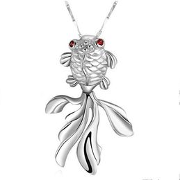 choucong Classic Jewellery Fish Style Lady's 925 Sterling Silver Red Cz Pendant + Gift Box