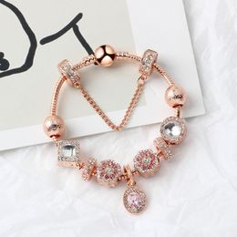 Strands Rose Gold charm Oval Pendant Bracelet 18cm-20cm Crystal cat eye DIY gift for girls