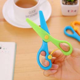 Kindergarten children safety plastic scissors creative elastic hand paper-cut DIY cutting paper small round head scissors
