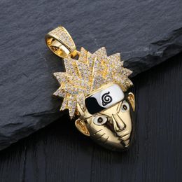 naruto charms pendants Sconti Collane del pendente Naruto Uzumaki Collana personalizzata Mens C ICED OUT CC € Catene Hip Hop / Punk Gold Color Charms Gioielli Regali