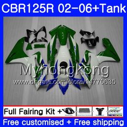 Body +Tank For HONDA CBR-125R 125CC green white hot CBR125RR CBR125R 02 03 04 05 06 272HM.10 CBR 125 R 125R 2002 2003 2004 2005 2006 Fairing