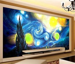 Promotion Super Clear Van Gogh's Starry Living Room Bedroom TV Background Wall Wall paper