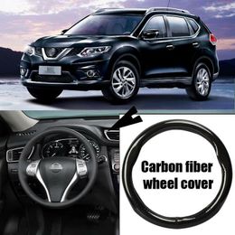 Car-styling 38cm black carbon Fibre PVC leather car steering wheel cover for Nissan X-Trail