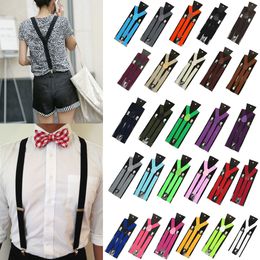 2.5X100CM Women/Man Y-back Adult Adjustable Clip-on Elastic Suspender Pure color strap clip JXW511