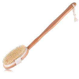 100% Natural Boar Bristle Detachable Long Handle Wooden Dry Bath Body Back Brush Exfoliating Bath Brush LX8805