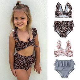 2019 Summer Cute Baby Toddler Baby Girl Beach Flower Leopard Swimwear Swimsuit Swim Costume Bikini