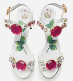 2022 sandali di strass di marca donna fiore di diamante tacchi alti scarpe da sposa scarpe da festa con diamanti tacco grosso sandalo gladiatore signora