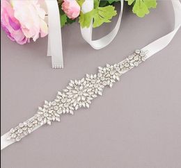 New Custom Made Wedding Belts Satin Belt With Rhinestones Beads Wedding Accessories Bridal Ribbon Sash For Wedding Prom Gowns CPA1220A