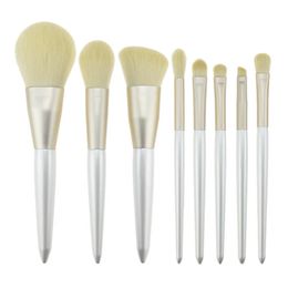 New 8pcs/set with bag pearl white beauty makeup set with soft bristles and brush eye shadow brush makeup tools