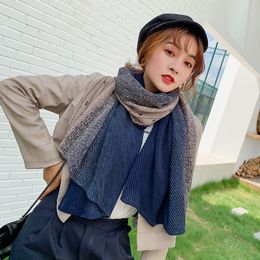 Wholesale-2019 Autumn and winter East gate crease notes color long cotton scarf shawl double use ladies luxury gift