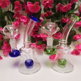 Colourful Bongs Recycler Dab Rig 6.3 Inches Smoking Hookah 14mm Joint Small Glass Bong Cheap Glass Water Bongs Free Shipping