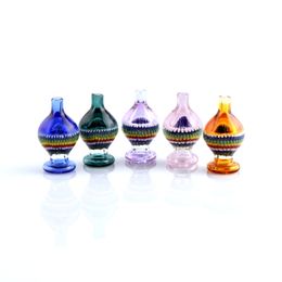 wholesale!!! New Built-in Flower Stripe Glass Bubble Carb Caps 26mmOD Glass Bubble Caps Colorful Carb Caps For Quartz Banger Nails Dab Rig