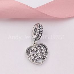 Andy Jewel Authentic 925 Sterling Silver Beads 60 Years Of Love Pendant Charm Charms Fits European Pandora Style Jewelry Bracelets & Necklace 797265CZ