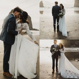 vintage boho beach wedding dresses new long sleeve lace appliqued v neck bridal gowns country style bohemian wedding dress