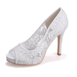 In Stock Classic 6041 Elegant Lace 11cm High Heel Bride Wed Shoe Women Prom Party Evening Wedding Bridal Shoes