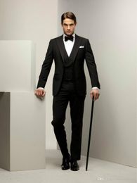 Popular Two Buttons Groomsmen One Button Groom Tuxedos Men Suits Wedding/Prom Best Man Blazer ( Jacket+Pants+Vest+Tie) 277