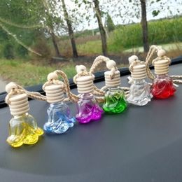 Car Perfume Rose Bottle Air Freshener Diffuser Hanging Empty Glass Refillable Bottle for Auto Pendant Smell Essential Oil
