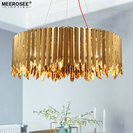 New Arrival Modern Gold Round Pendant Lights North Europe Style Chrome Hanging Lamp for Dining room foyer Stainless Steel Chandelier Light