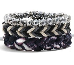 Men's woman bracelet DIY purple crystal Braid wax rope Beading Men's Combination suit Bracelet 3styles/1set