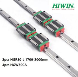 2pcs Original New HIWIN HGR30-1700mm/1800mm/1900mm/2000mm linear rail/guide + 4pcs HGW30CA /HGW30CC linear Flange Carriage for cnc parts