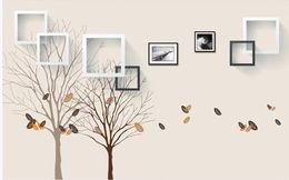 Modern minimalist twig box art tv background wall wallpaper for walls 3 d for living room