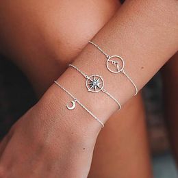 3 Pcs/set Bohemian Handmade Weave Moon Star Bracelet Sets Women 2018 New Link Chain Bracelets Jewelry Christmas Gift