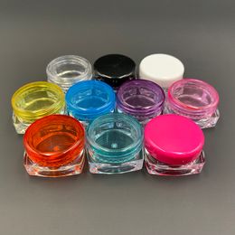 3g 3ML 5g 5ML Square Round Colorful Clear Plastic Cosmetic Container Screw Cap Cream Jar Lip Balm Pill Storage Vial Bottle