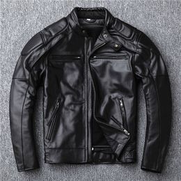 YR!Free shipping.sales.Brand motor style leather jacket men.winter warm black genuine cow hide coat.classic biker skull jacket