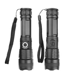 Super bright flashlight USB rechargeable telescopic zoomable flashlights torches for outdoor hiking camping lantern with battery