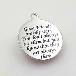 Stainless steel Round Keychain Good Friends are like stars for Boyfriend Husband Birthday Valentines Day Christmas Gift