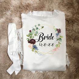 Personalized Bride robe Bridesmaid kimono robes printing flower for wedding birthday party gifts 1pcs 198K