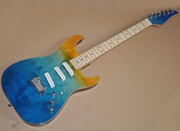 Wholesale gradient Colour electric guitar with flame maple veneer,Maple fingerboard,SSS pickups,Can be Customised