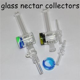 Glass Nectar with 10mm 14mm Quartz Tips Keck Clip Hookahs 5ml Silicone Container Reclaimer Nectar for Smoking