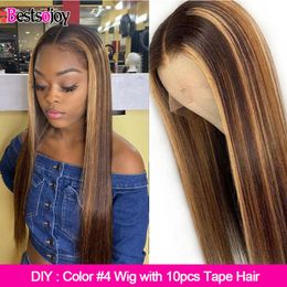 Bestsojoy Hair DIY Highlights Colored Lace Front Human Hair Wigs with Tape Ombre Brazilian Remy Lace Front Wigs for Women Bestsojoy Hair DIY Highlights Colored Lace Front Human Hair Wigs with Tape Ombre Brazilian Remy Lace Front Wigs for Women