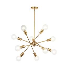 Modern Sputnik Chandelier Lighting 10 Lights with Adjustable Arms Mid Century Pendant Lighting for Foyer Living Room Kitchen Lighting