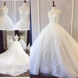Custom Made Lace Wedding Dresses Sweetheart Bridal Gowns Custom Made Floor Length Open Back Wedding Gowns